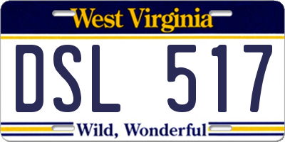 WV license plate DSL517