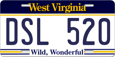 WV license plate DSL520