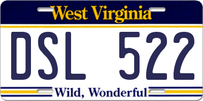 WV license plate DSL522