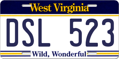 WV license plate DSL523