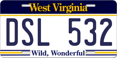 WV license plate DSL532