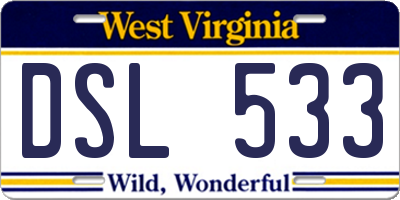 WV license plate DSL533