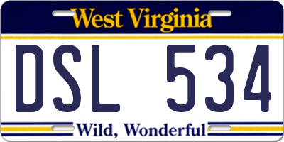 WV license plate DSL534