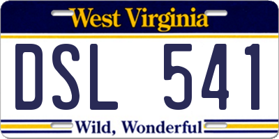 WV license plate DSL541