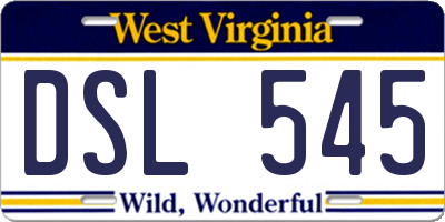 WV license plate DSL545