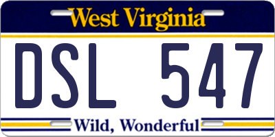 WV license plate DSL547