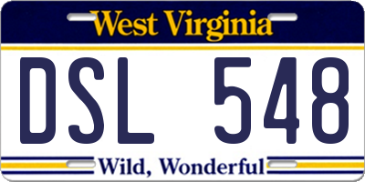 WV license plate DSL548