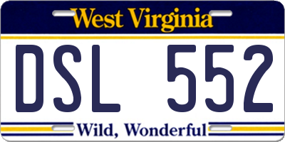 WV license plate DSL552