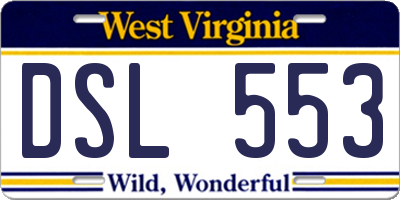 WV license plate DSL553
