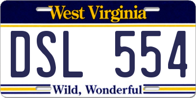 WV license plate DSL554