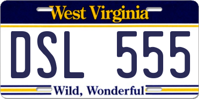 WV license plate DSL555
