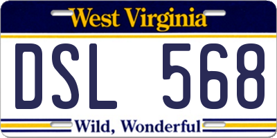 WV license plate DSL568