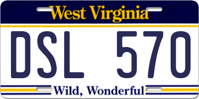 WV license plate DSL570