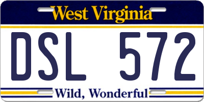 WV license plate DSL572