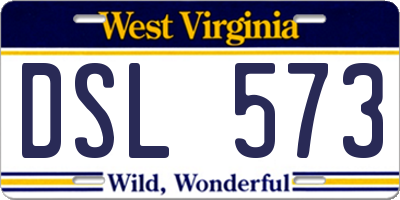WV license plate DSL573