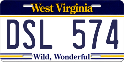 WV license plate DSL574
