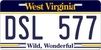 WV license plate DSL577