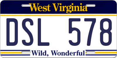 WV license plate DSL578