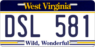 WV license plate DSL581