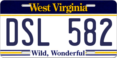 WV license plate DSL582