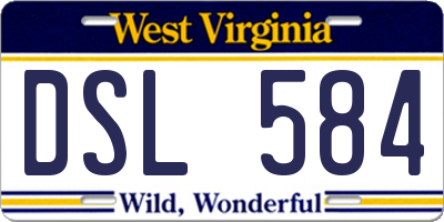 WV license plate DSL584