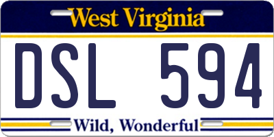 WV license plate DSL594