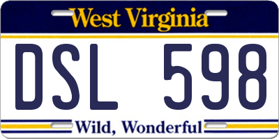 WV license plate DSL598