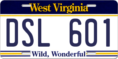 WV license plate DSL601