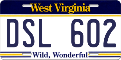 WV license plate DSL602