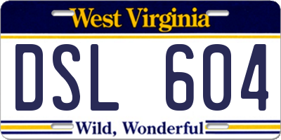 WV license plate DSL604