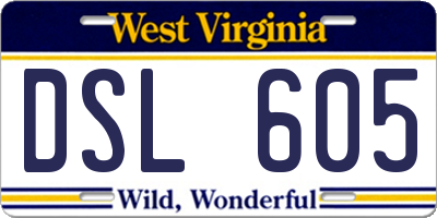 WV license plate DSL605