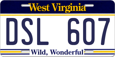 WV license plate DSL607