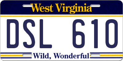WV license plate DSL610