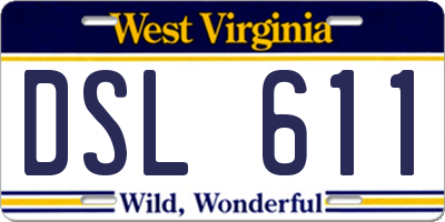 WV license plate DSL611