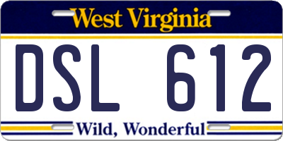 WV license plate DSL612