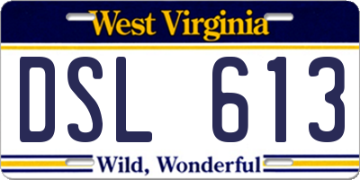 WV license plate DSL613