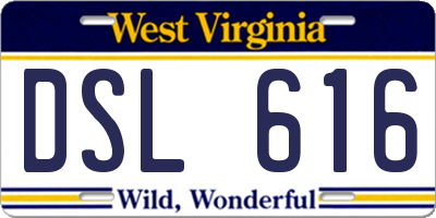 WV license plate DSL616