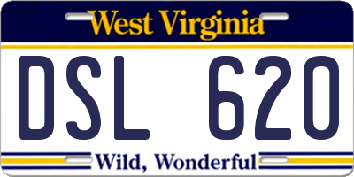 WV license plate DSL620