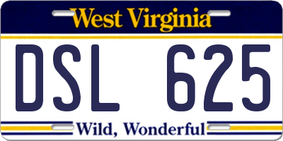 WV license plate DSL625