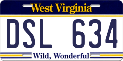 WV license plate DSL634