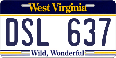 WV license plate DSL637