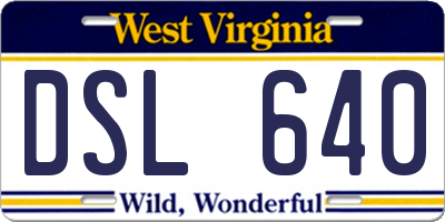 WV license plate DSL640
