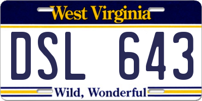 WV license plate DSL643