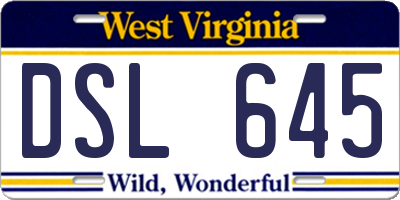 WV license plate DSL645