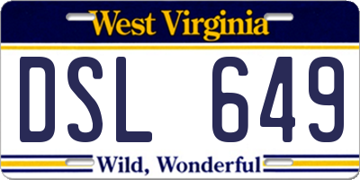 WV license plate DSL649