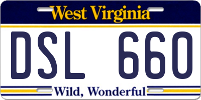 WV license plate DSL660