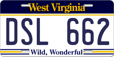 WV license plate DSL662