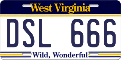 WV license plate DSL666