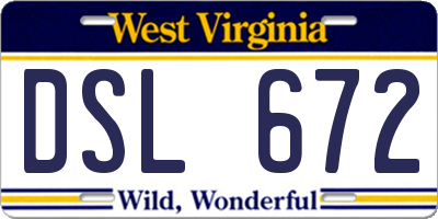 WV license plate DSL672