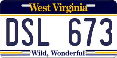 WV license plate DSL673